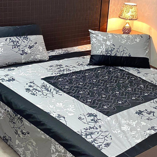 Center Embroidered Bed Sheet 3 PC