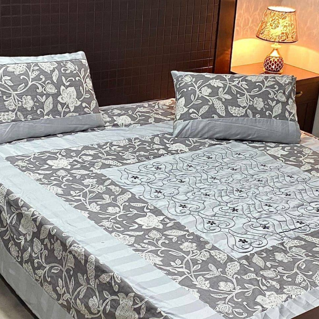 Center Embroidered Bed Sheet 3 PC