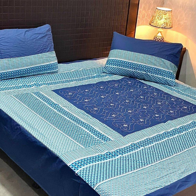 Center Embroidered Bed Sheet 3 PC