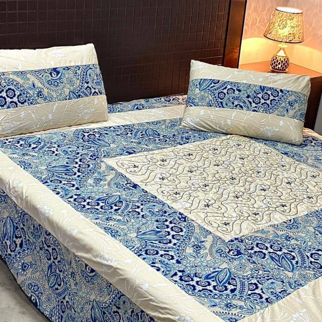 Center Embroidered Bed Sheet 3 PC