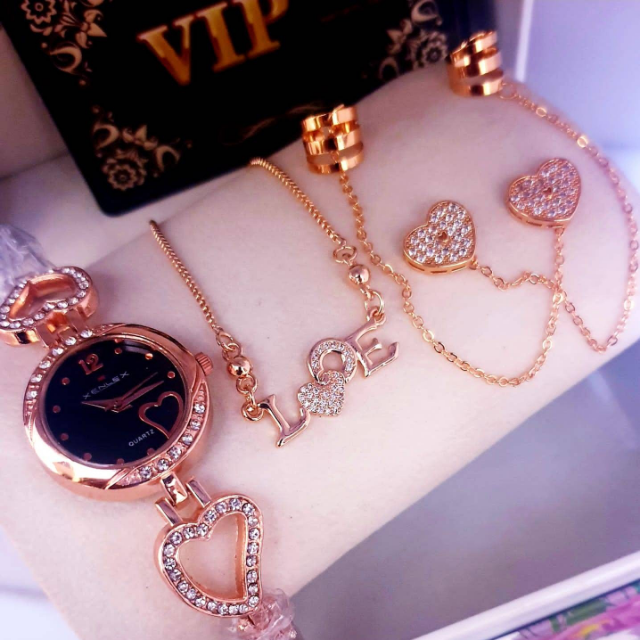 Watch With Ear Cuff And Locket