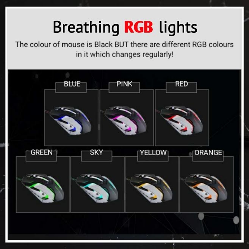 GAMING Mouse with 6 buttons & Rgb - FREE MOUSE PAD