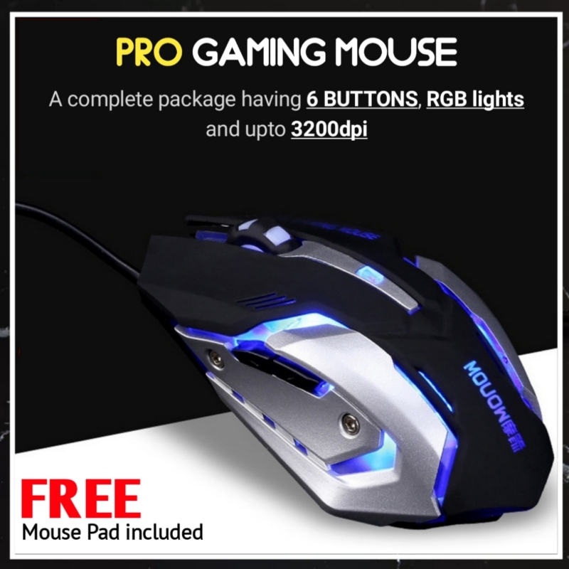 GAMING Mouse with 6 buttons & Rgb - FREE MOUSE PAD