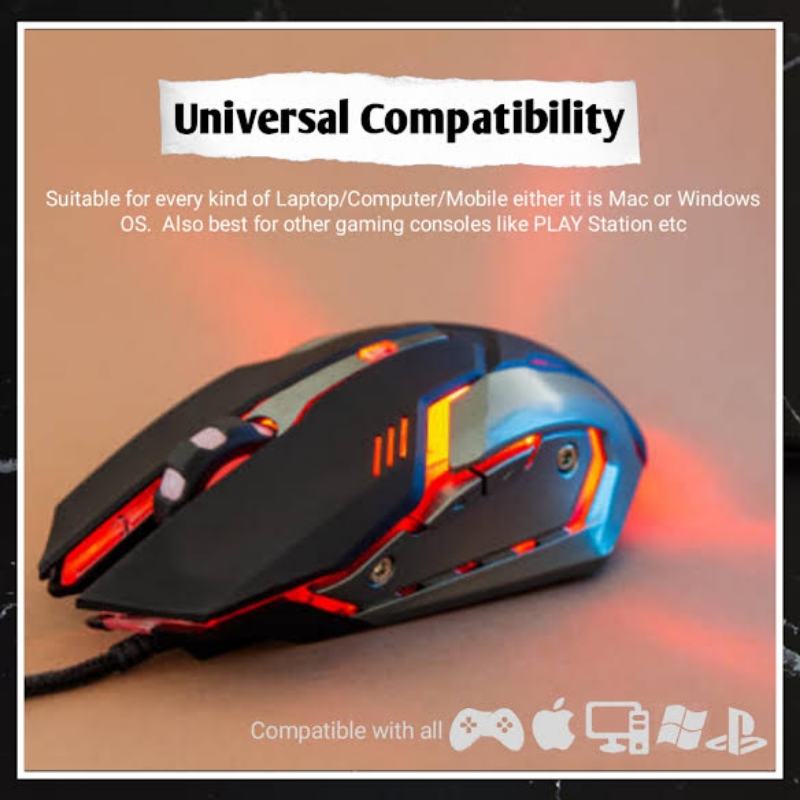 GAMING Mouse with 6 buttons & Rgb - FREE MOUSE PAD