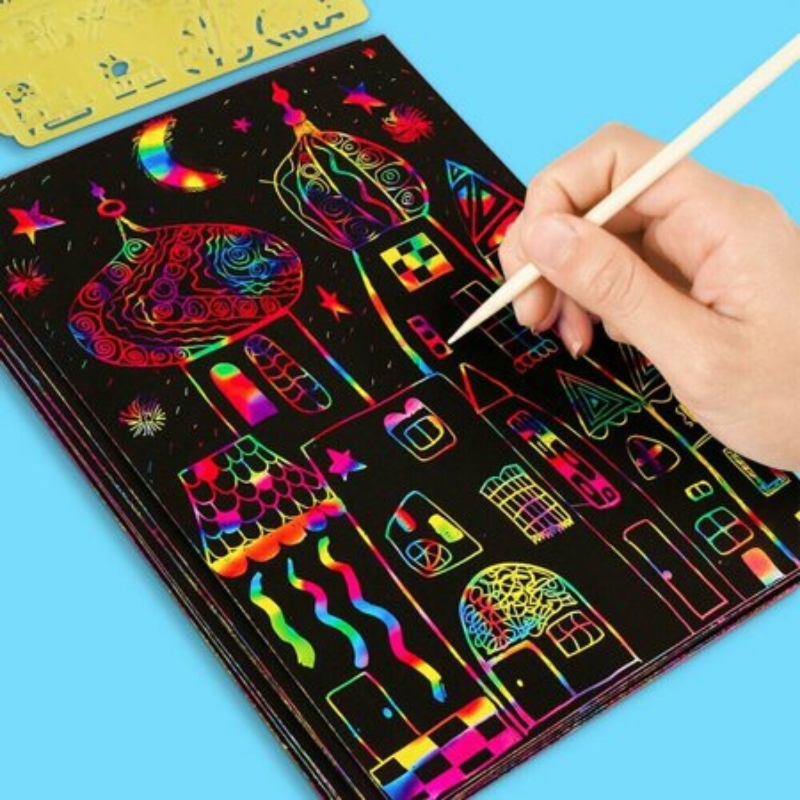 Rainbow Scratch Paper Note With Wooden Stylus