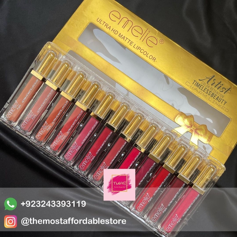 Emelie 24 Hours Stay Pack of 12 Matte Lipglosses