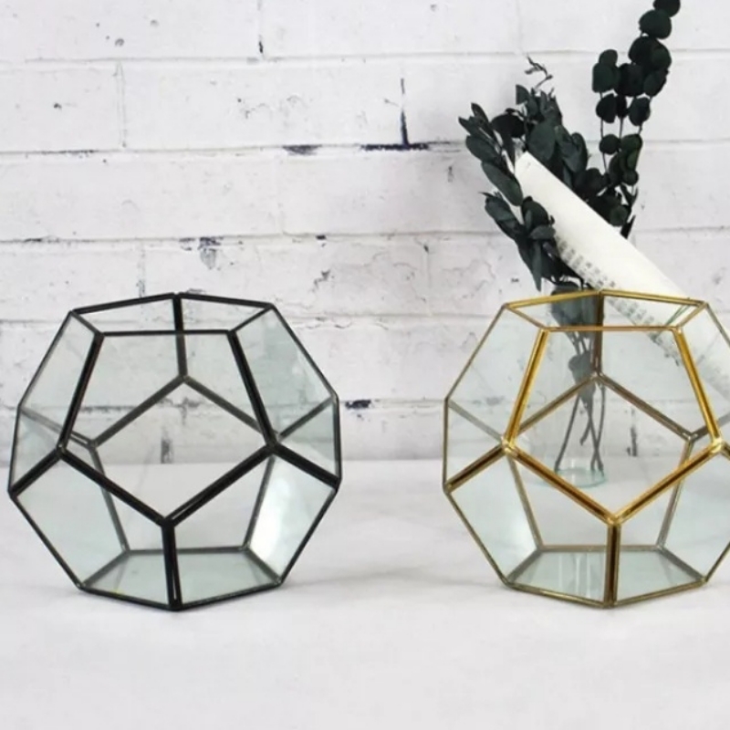 Geomatric brass and glass decore