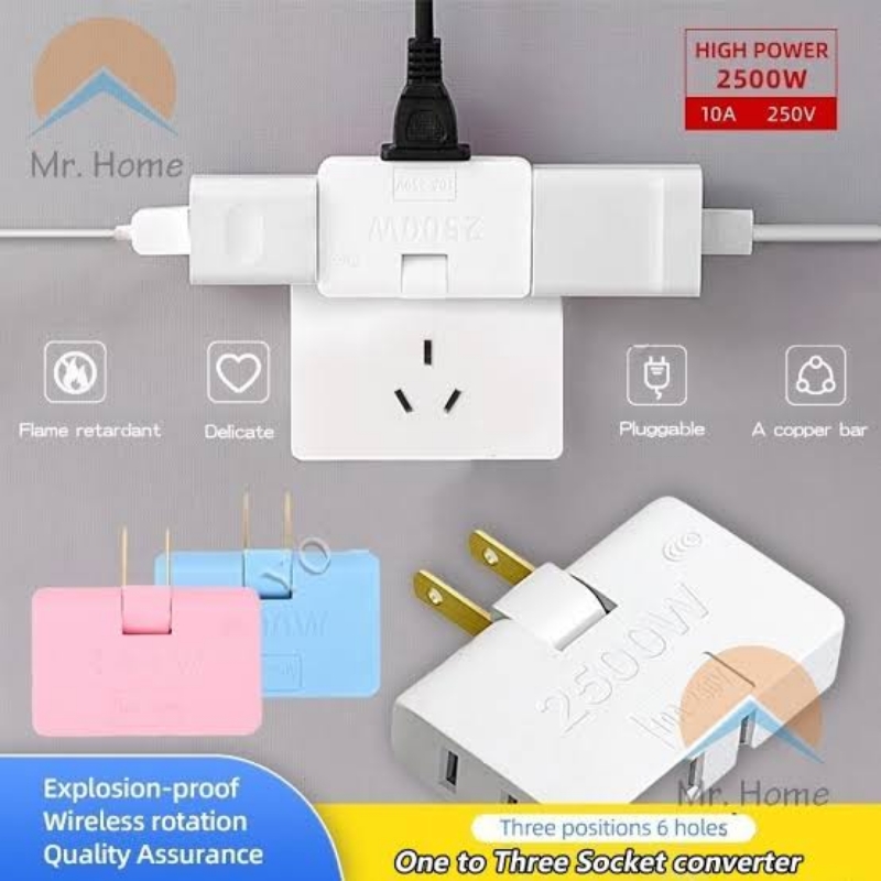 Three Plug Socket converter Rotating home adapter converter