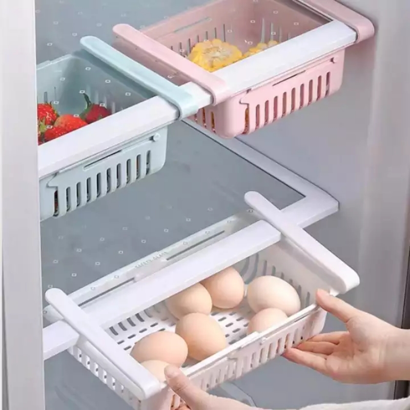 Adjustable Fridge Storage Basket Expandable Fridge Storage Rack Plastic Fri