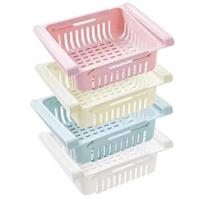 Adjustable Fridge Storage Basket Expandable Fridge Storage Rack Plastic Fri