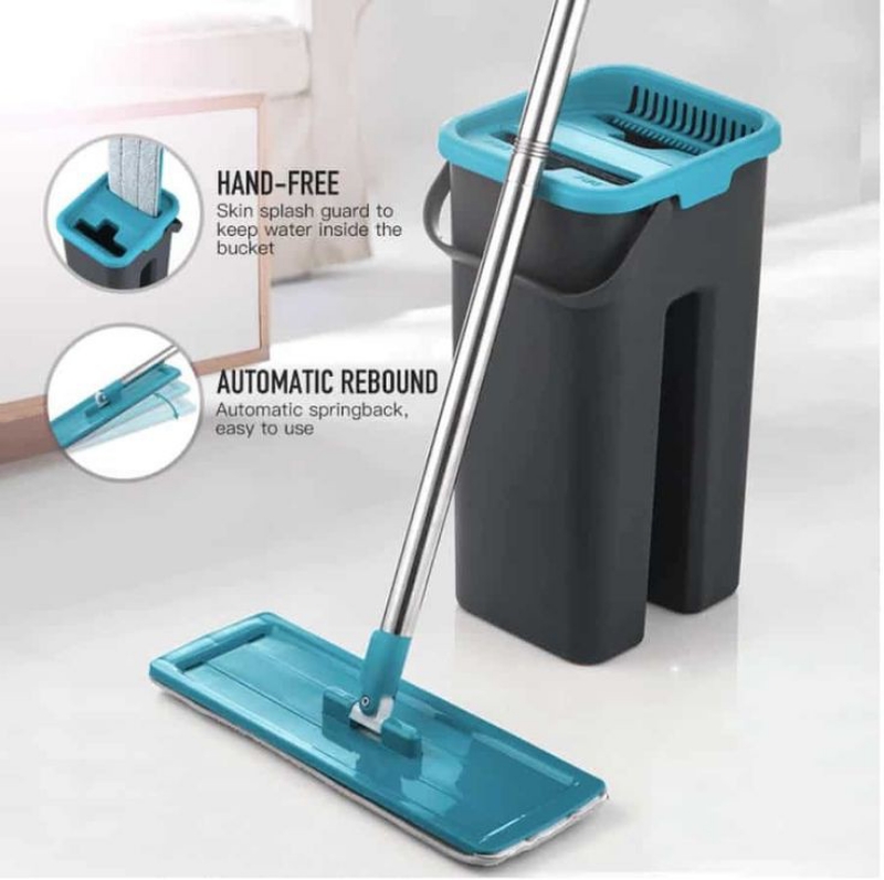 Flat Mop Home Cleaner With Basket