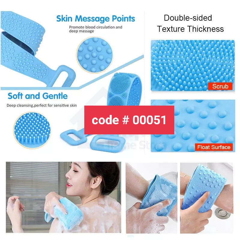 Silicone Double Sided Long Handled Bathing Mud Towel