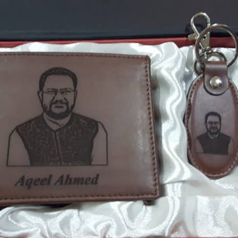 Customized Original Leather Wallet & Keychain