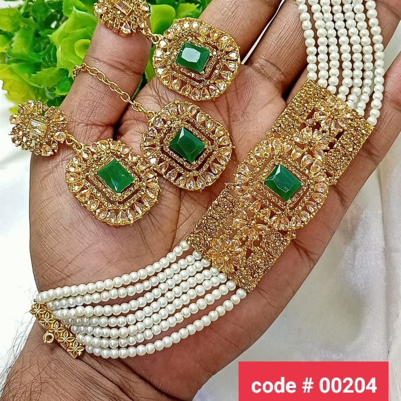 Manjoos Choker Globand/ Zarcon Stone/ 10 Colors Available Best Quality
