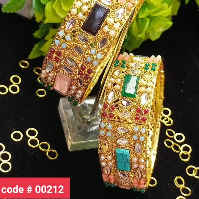 Manjoos Kara Pair/ Nauratan Multi/ Micro Pearl Stone Polish Guarantee Sizes