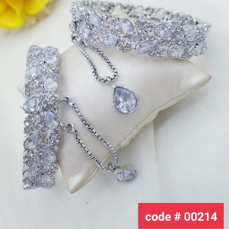 Manjoos Kara Pair/ Polish Guarantee Golden/ Silver/ Openable Zarcon Stone
