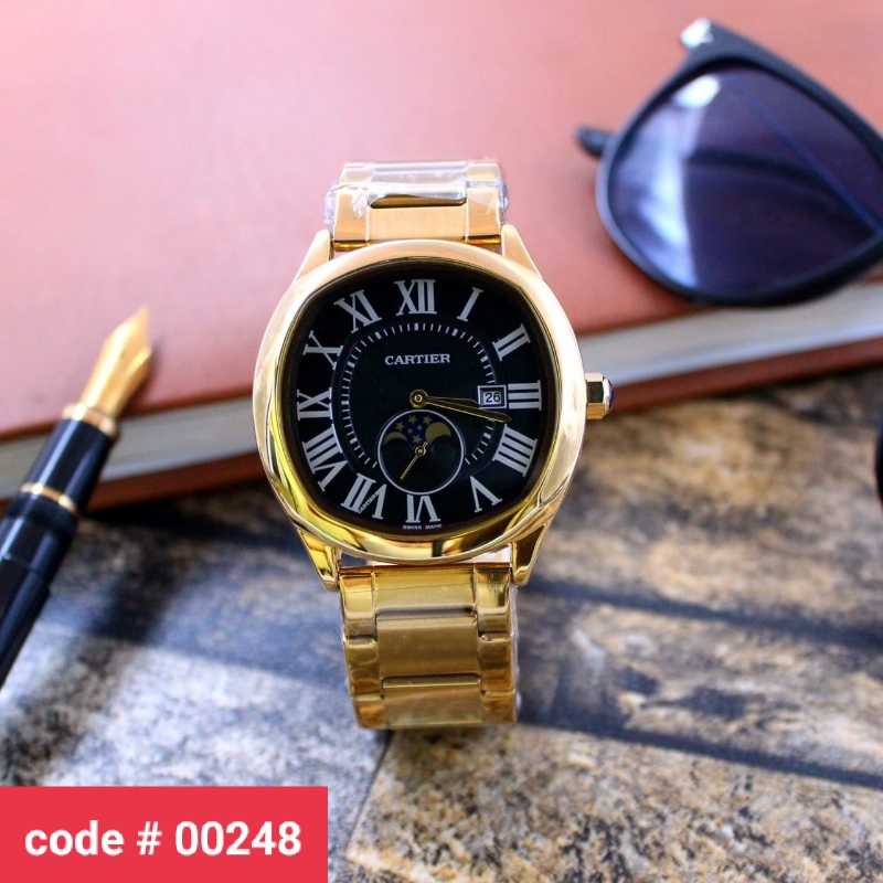 Cartier Down Second Working With Date Steel Chain For Mens
