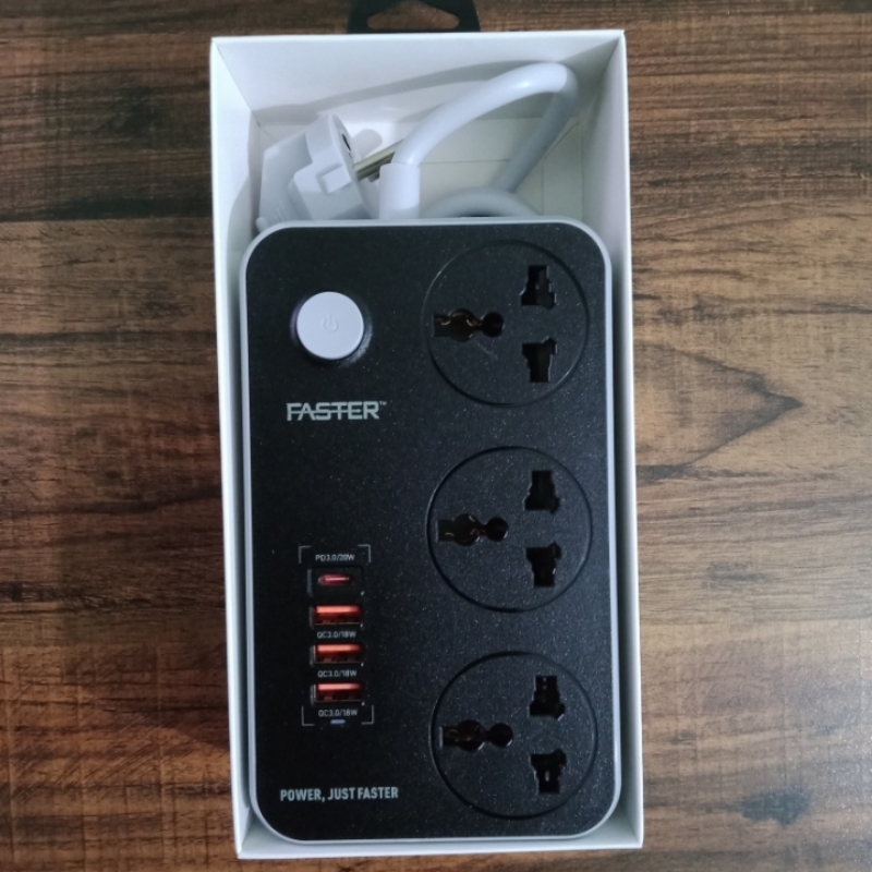 FASTER FUS-640 Power Strip Extension with PD + 3 x QC 3.0 USB Ports
