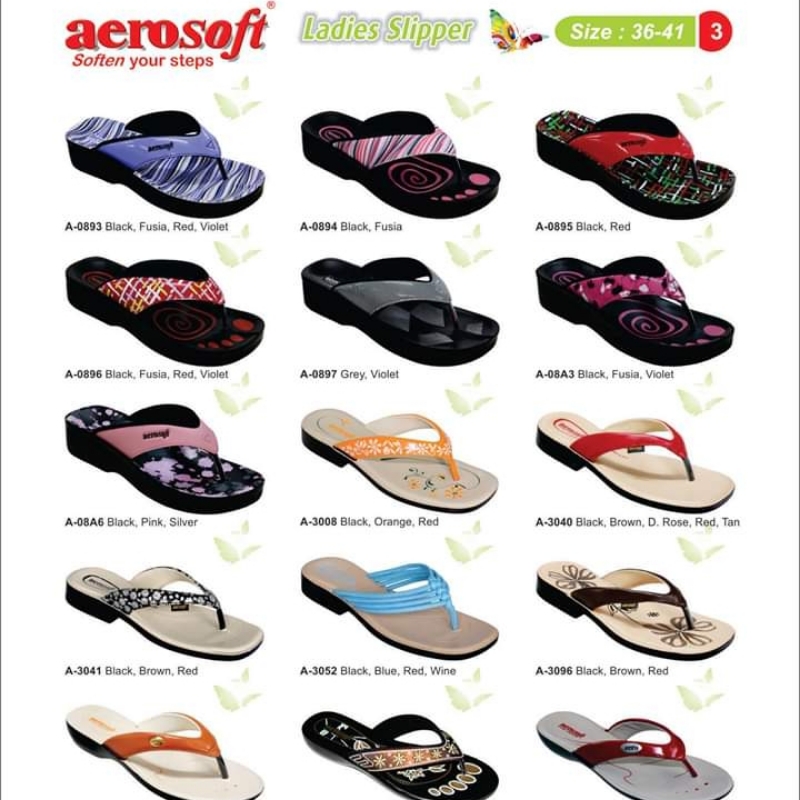 AeroSoft Ladies Flat  Slippers Stylish With Different Colour & Design
