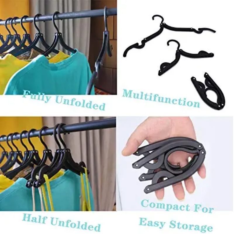 Pack of 3 Portable Folding Clothes Hanger,Black Suit, Household Goods Cloth