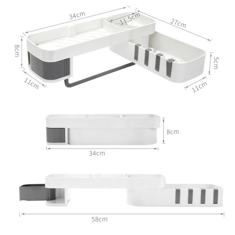 Bathroom Shampoo Shower Shelf Holder Kitchen Storage Rack Organizer Wall Mo