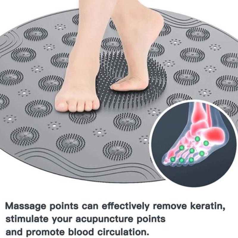 Silicon Non-slip Wash Foot Massage Cleaning Round Mat Strong Stick Silicone