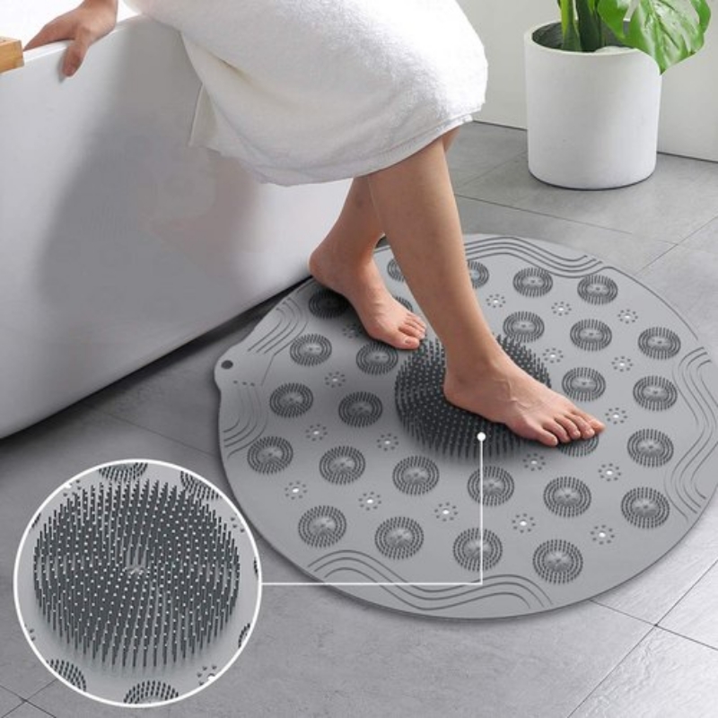 Silicon Non-slip Wash Foot Massage Cleaning Round Mat Strong Stick Silicone