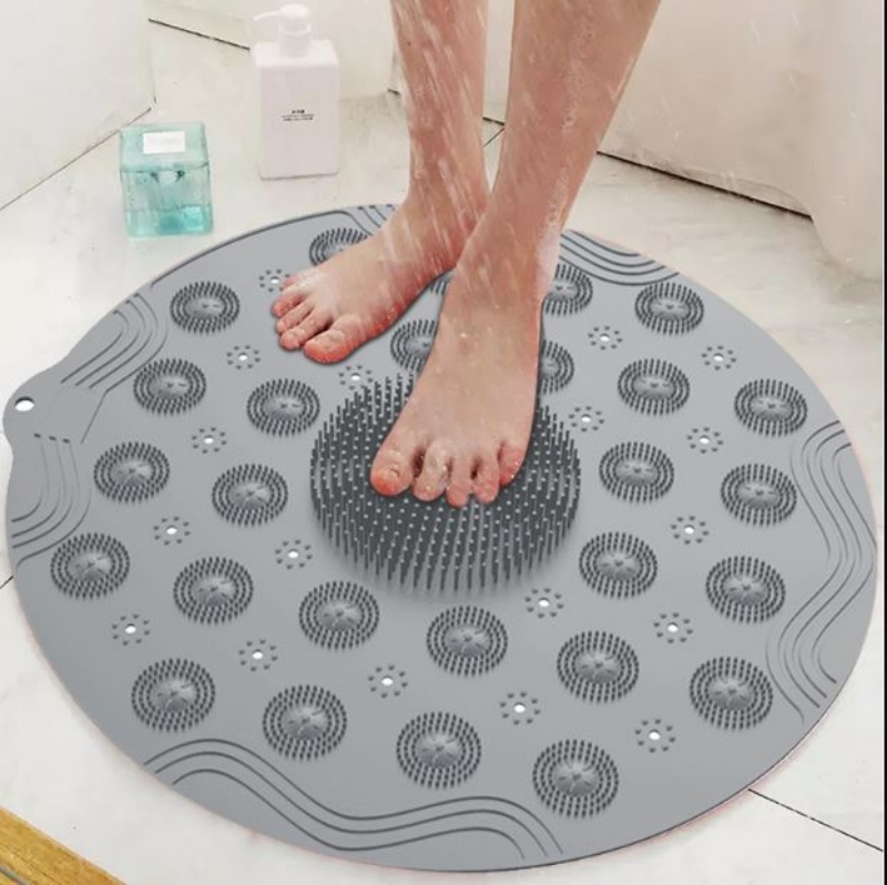 Silicon Non-slip Wash Foot Massage Cleaning Round Mat Strong Stick Silicone
