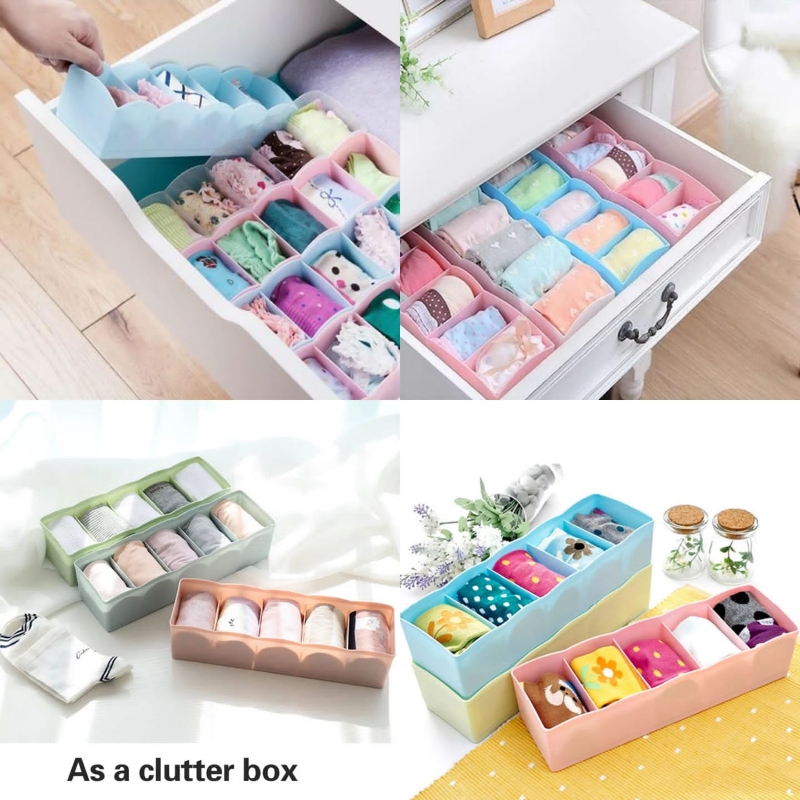 5 Compartment Socks Organizer Storage Boxes