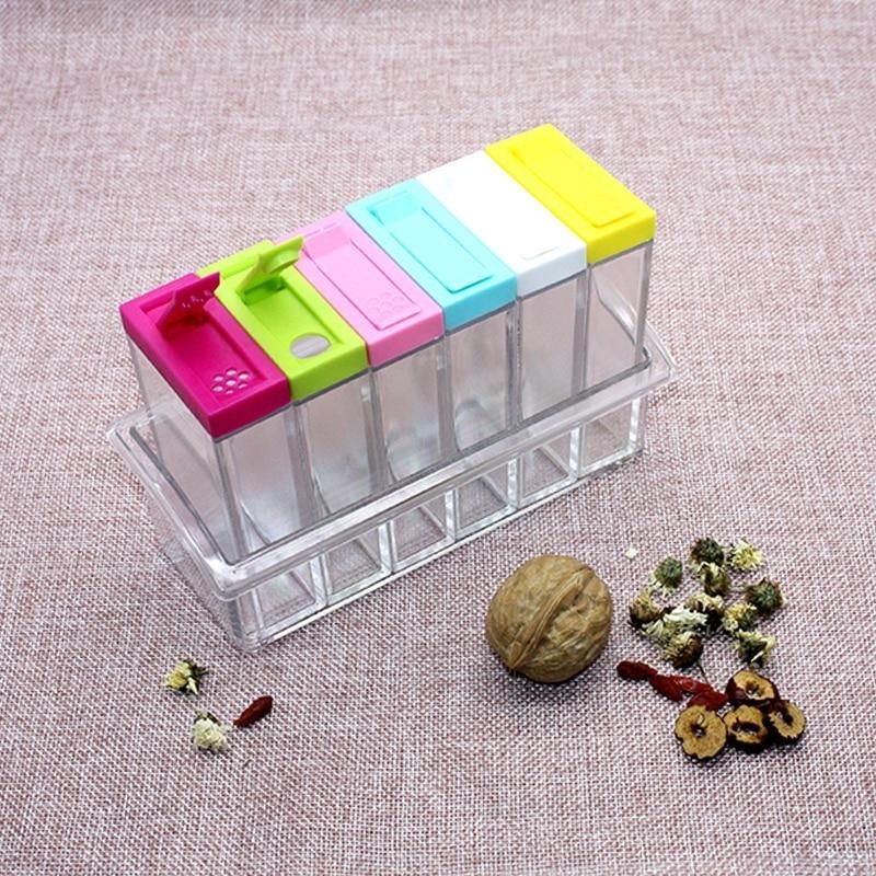 6 in 1 Acrylic Spice Jar Set for Spices Condiments