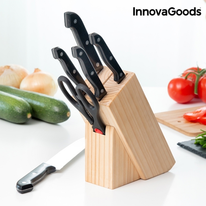 7 Pieces Knife Holder Set Wooden Stand