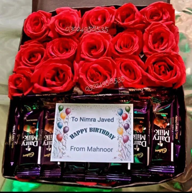 Fresh Flowers and chocolate box