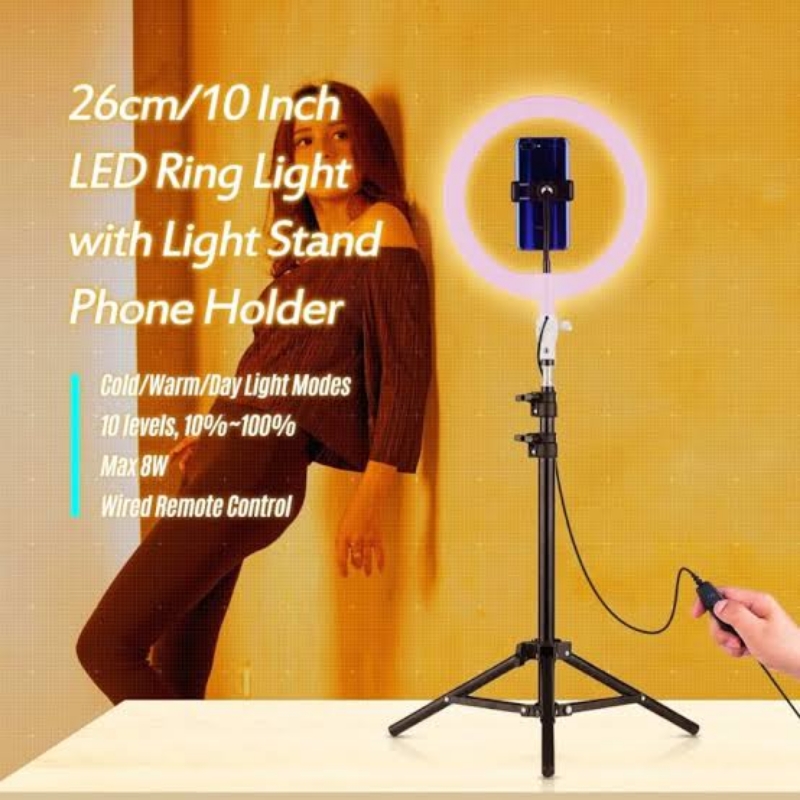 26cm Ring Light with 7ft Stand Remote Control