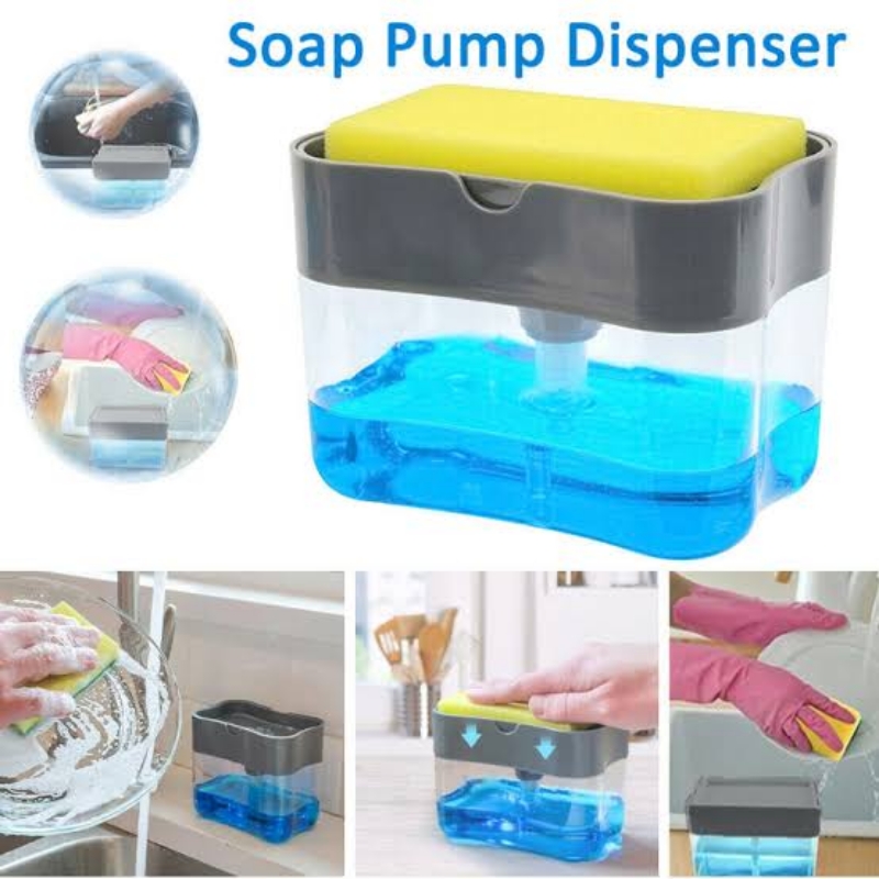 Sponge Caddy Push Liquid Soap Cleaner for Kitchen