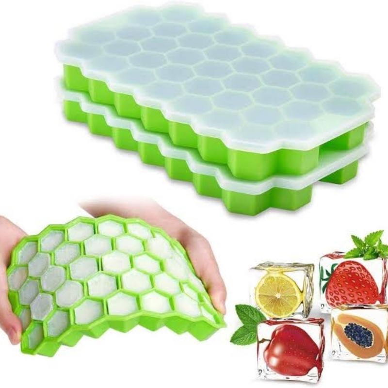 Silicone Honey Comb Ice Tray with Lid Fruity Ice Tray