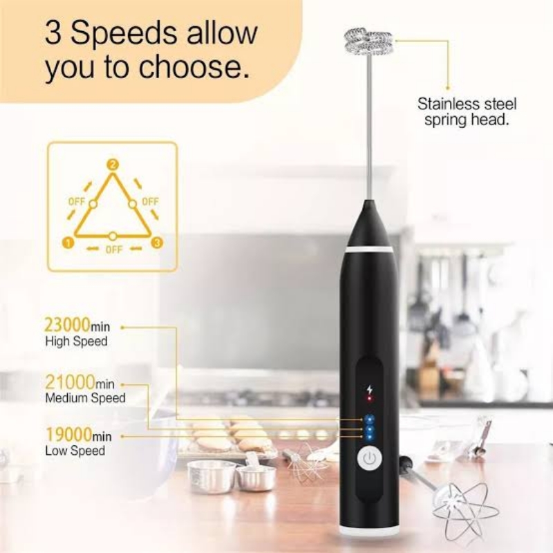 USB Electric Coffee Milk Frother Foam Maker Egg Beater Whisk Mixer 3 Modes