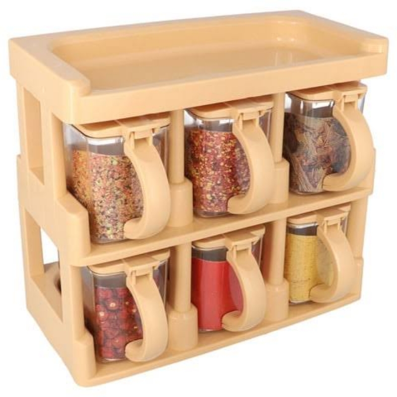 Master Chef Acrylic Spices Jar with Rack 6pcs
