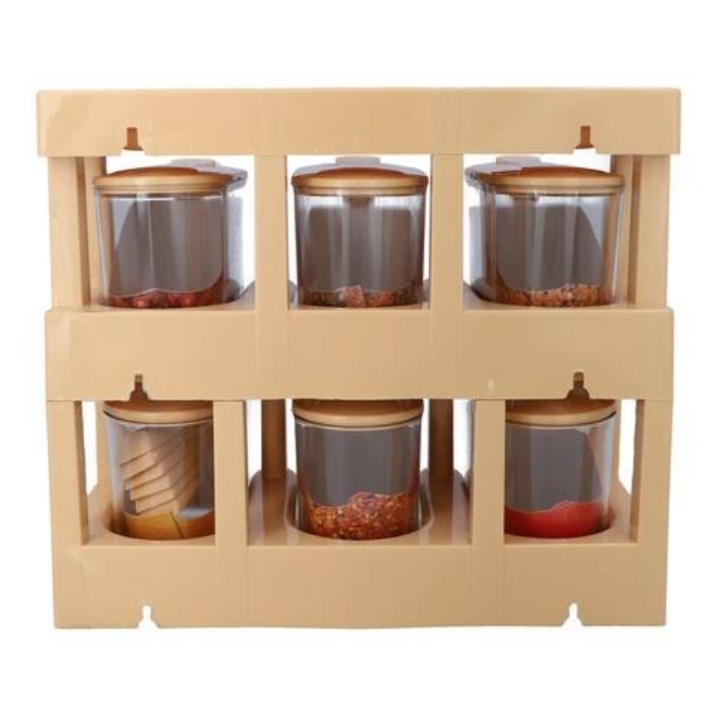 Master Chef Acrylic Spices Jar with Rack 6pcs