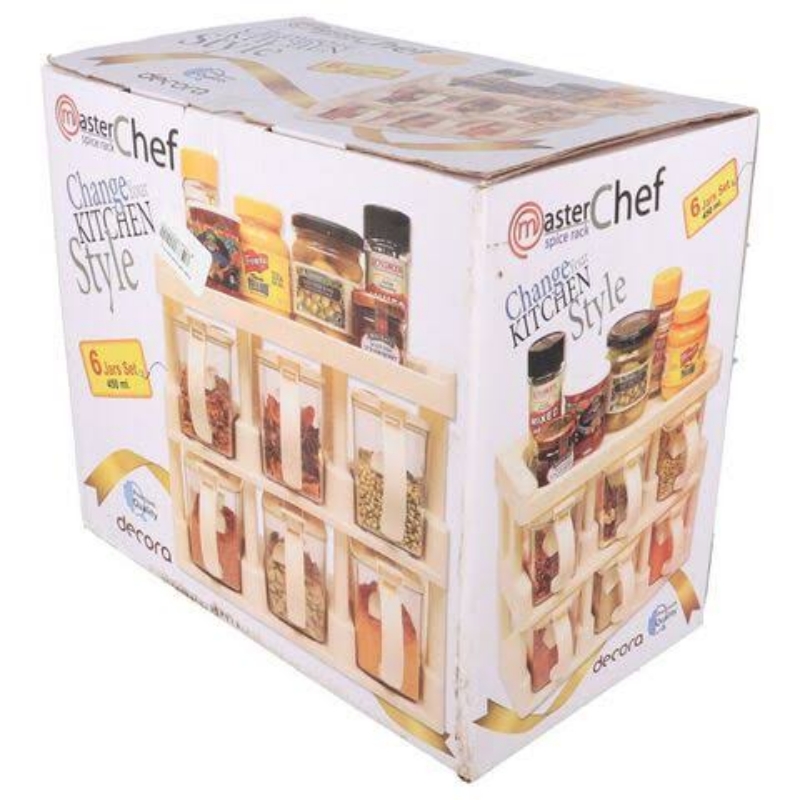 Master Chef Acrylic Spices Jar with Rack 6pcs