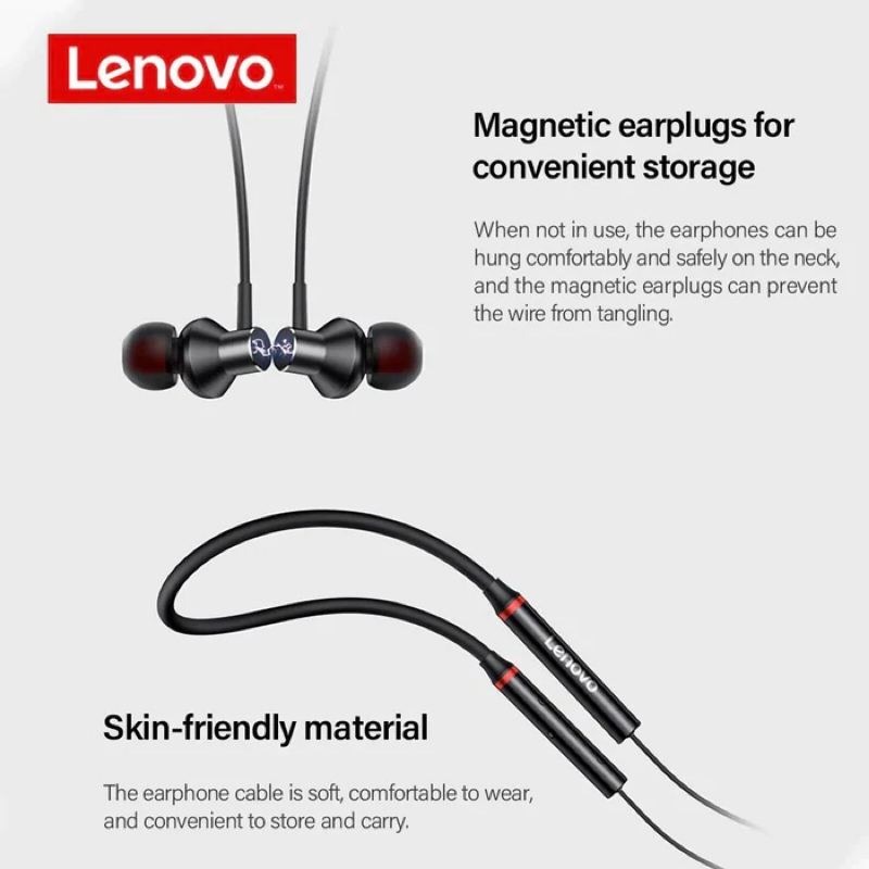 Lenovo HE05 Neckband Bluetooth Headset Black