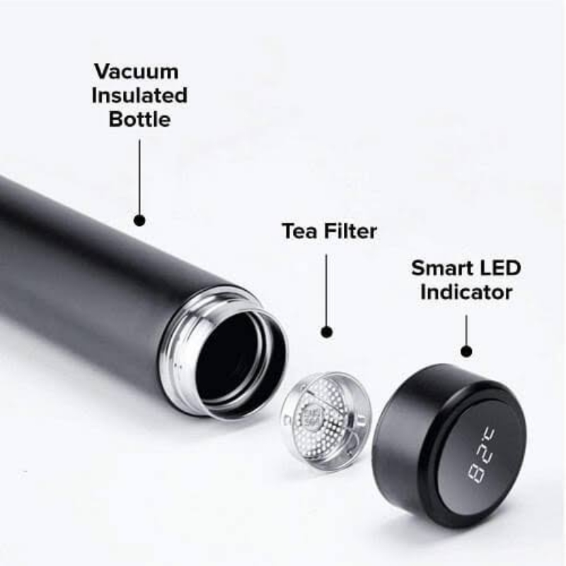 Hot and Cold water bottle with LED Temperature Display, Stainless Steel