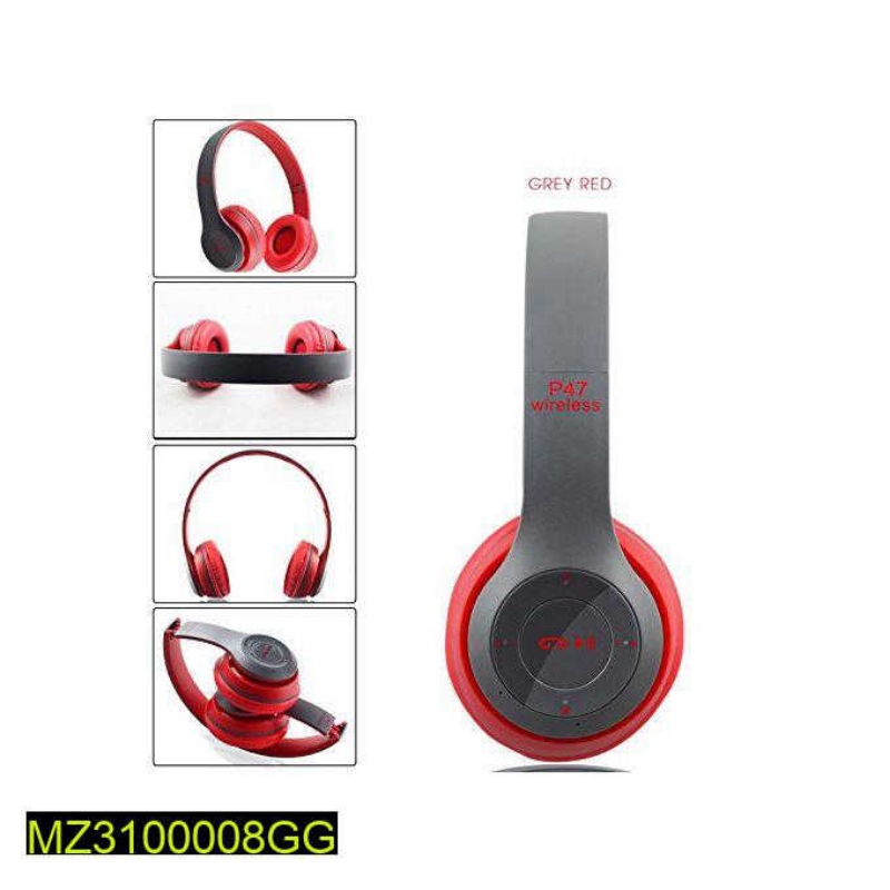 P47 Gaming  Wireless Bluetooth Headphones (Grey Red)