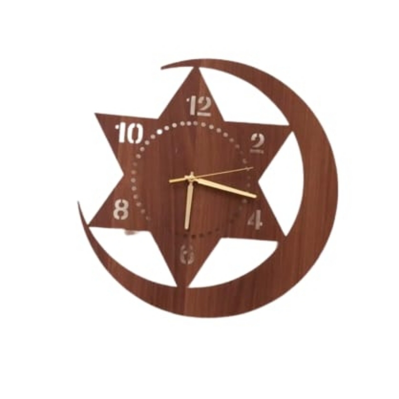 Moon Star wooden wall clock decoration piece