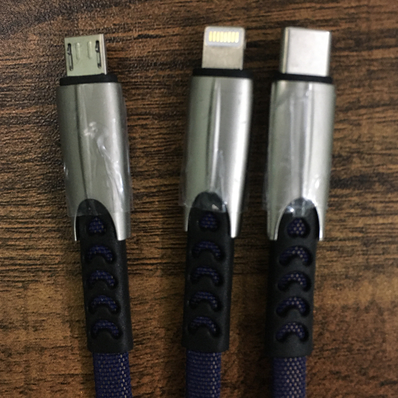 FASTER D-3 Quick Charge Weave Data / Charging Cable 3 in 1