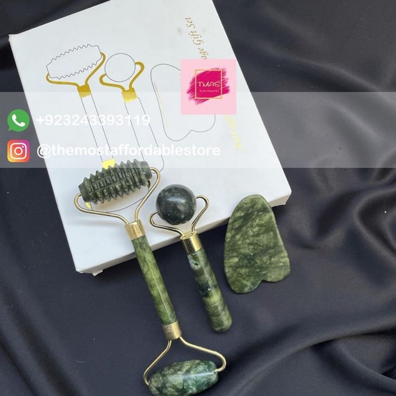 Jade Roller and Gua Sha 3 in 1 Kit