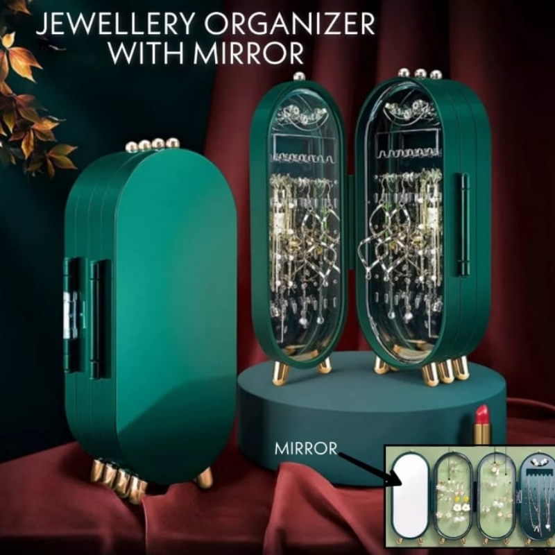 Foldable jwellery box organizer with mirror
