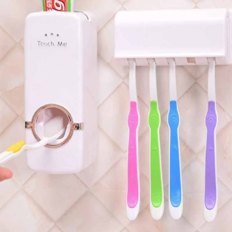 Automatic toothpaste dispenser with wall mount toothpaste holder