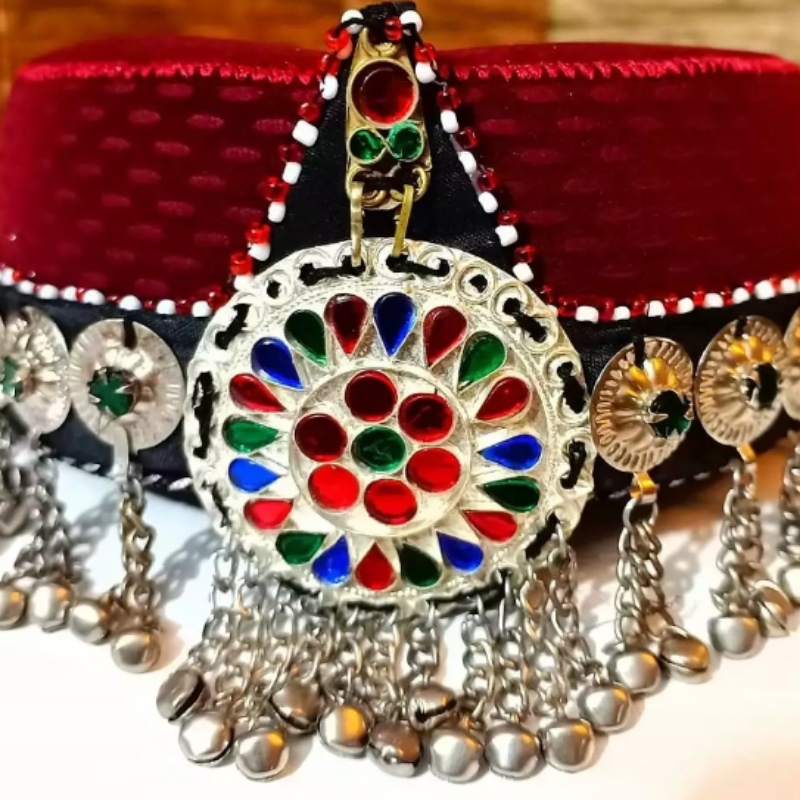 Haleema sultan style handmade cap with jwellery