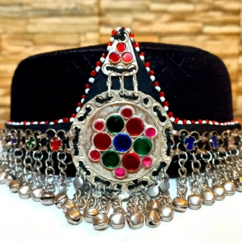 Haleema sultan style handmade cap with jwellery
