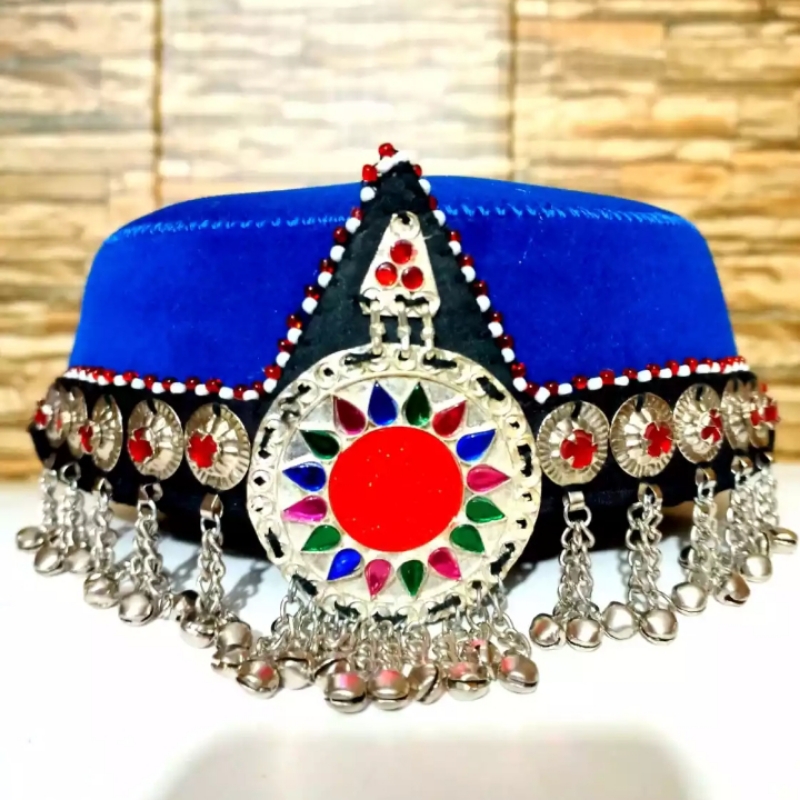 Haleema sultan style handmade cap with jwellery